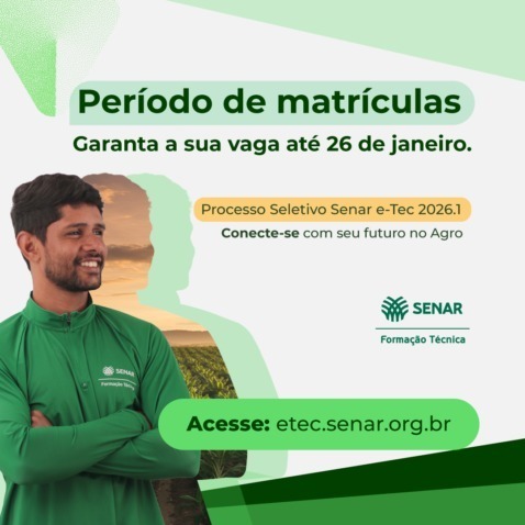Sistema FAESC/SENAR abre matrículas para os aprovados nos Cursos Técnicos de três polos