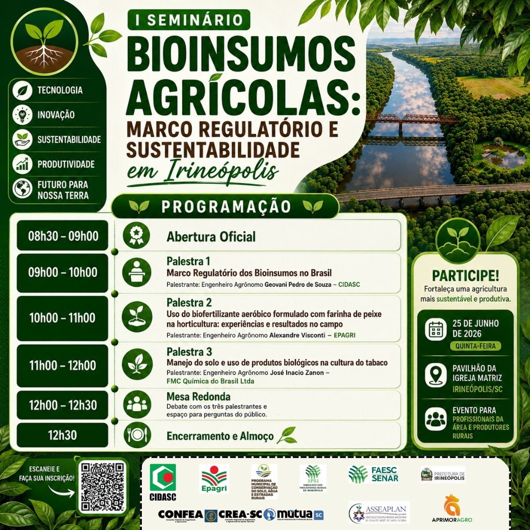 Sistema FAESC/SENAR e Sindicato Rural de Irineópolis apoiam Seminário sobre bioinsumos agrícolas