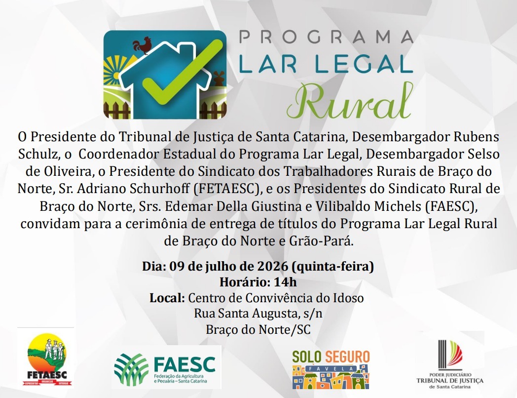 Lar Legal Rural entrega cerca de 50 títulos a produtores de Braço do Norte e Grão-Pará