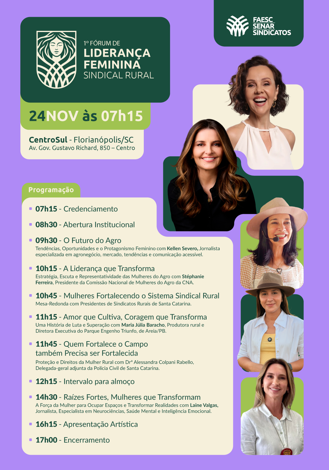 Sistema FAESC/SENAR promove 1º Fórum de Liderança Feminina Sindical Rural, em Florianópolis