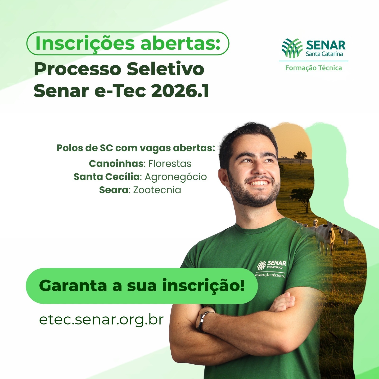 Sistema FAESC/SENAR abre inscrições para Cursos Técnicos gratuitos em 2026