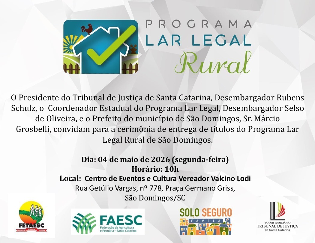 Programa Lar Legal Rural entregará 50 títulos em São Domingos nesta segunda-feira