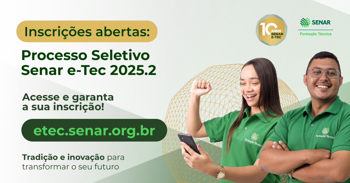 Senar abre inscrições para quatro cursos técnicos gratuitos em Santa Catarina
