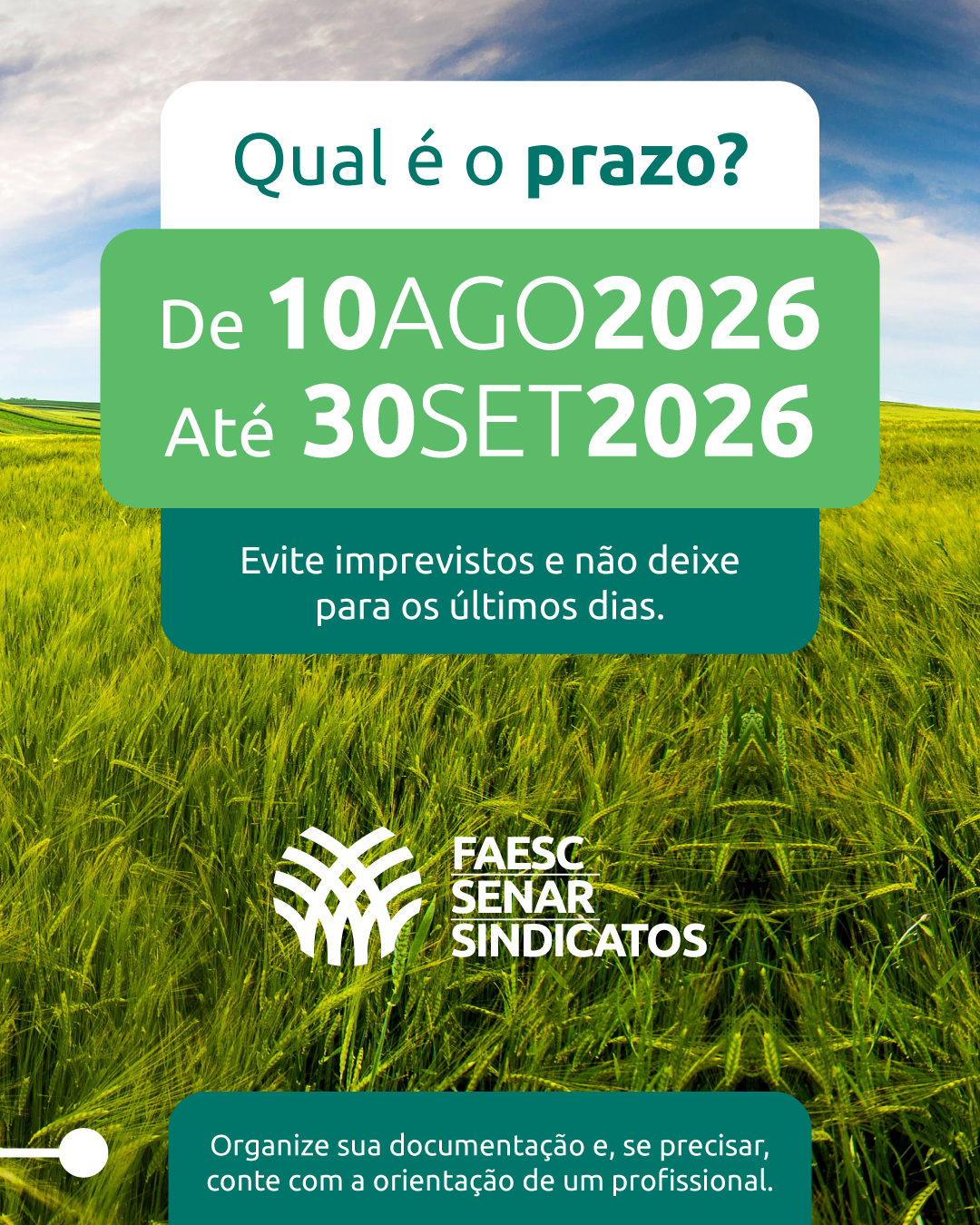 FAESC orienta produtores a não deixar para a última hora a Declaração do ITR
