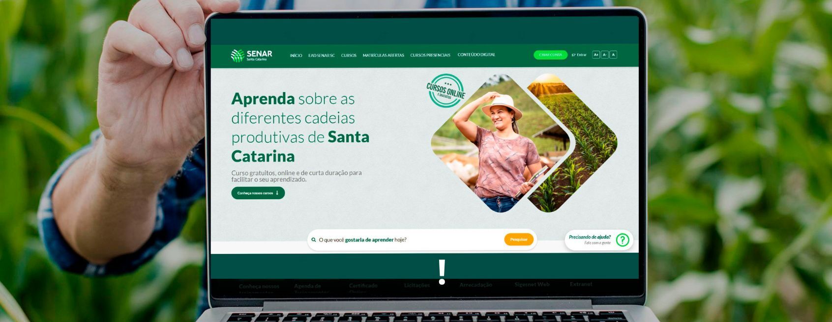 Portal de Educação a Distância do Senar/SC está com as inscrições abertas para 5 cursos gratuitos
