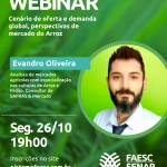 Sistema FAESC/SENAR e Safras & Mercado promovem webinar gratuito sobre o mercado do arroz