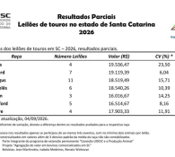 Divulgado o quarto levantamento de preços de touros em leilões