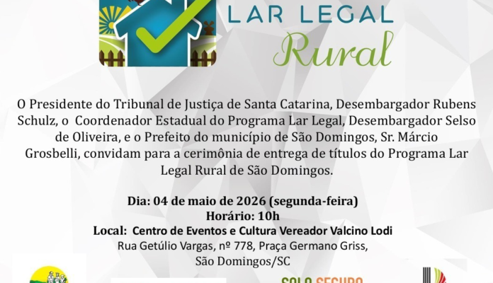 Programa Lar Legal Rural entregará 50 títulos em São Domingos nesta segunda-feira