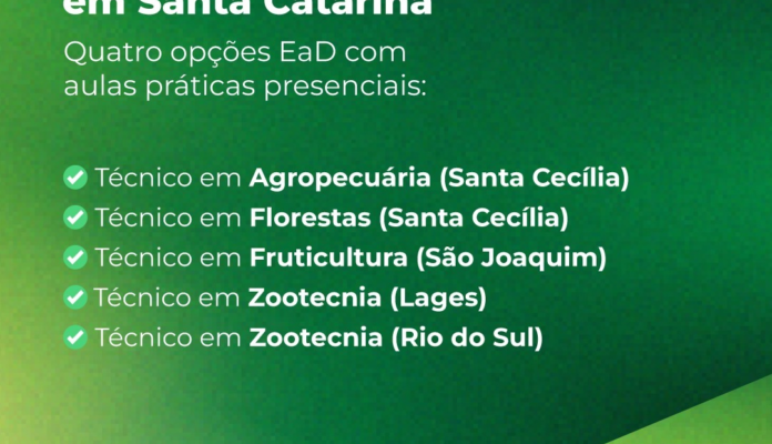 Inscrições para cursos técnicos gratuitos do Sistema FAESC/SENAR vão até 26 de maio