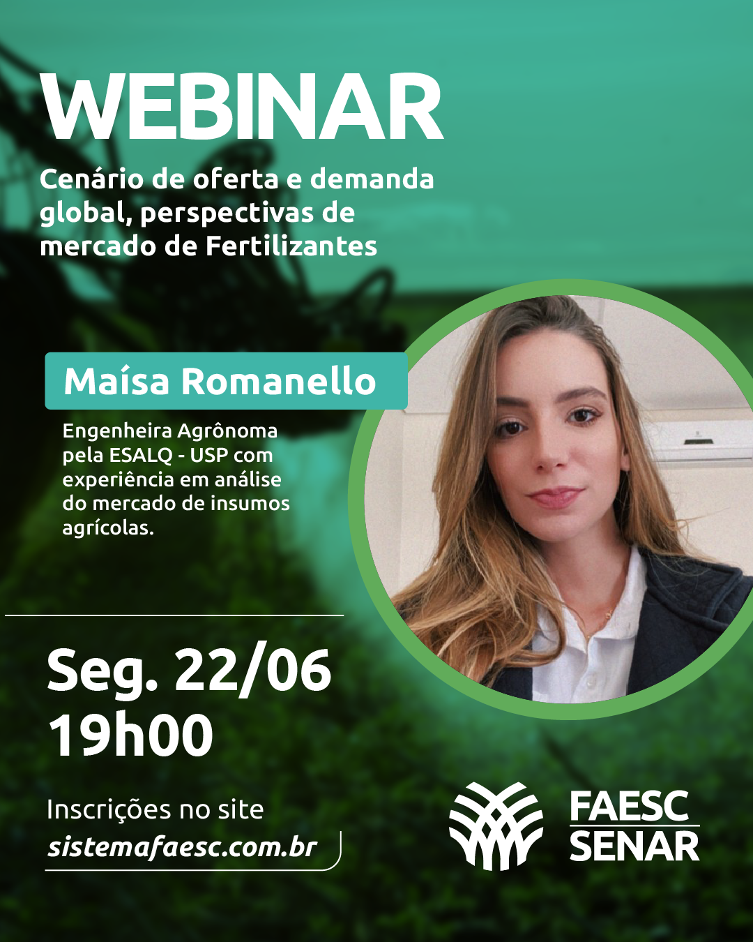 FAESC e Safras & Mercado promovem webinar gratuito sobre o mercado de fertilizantes