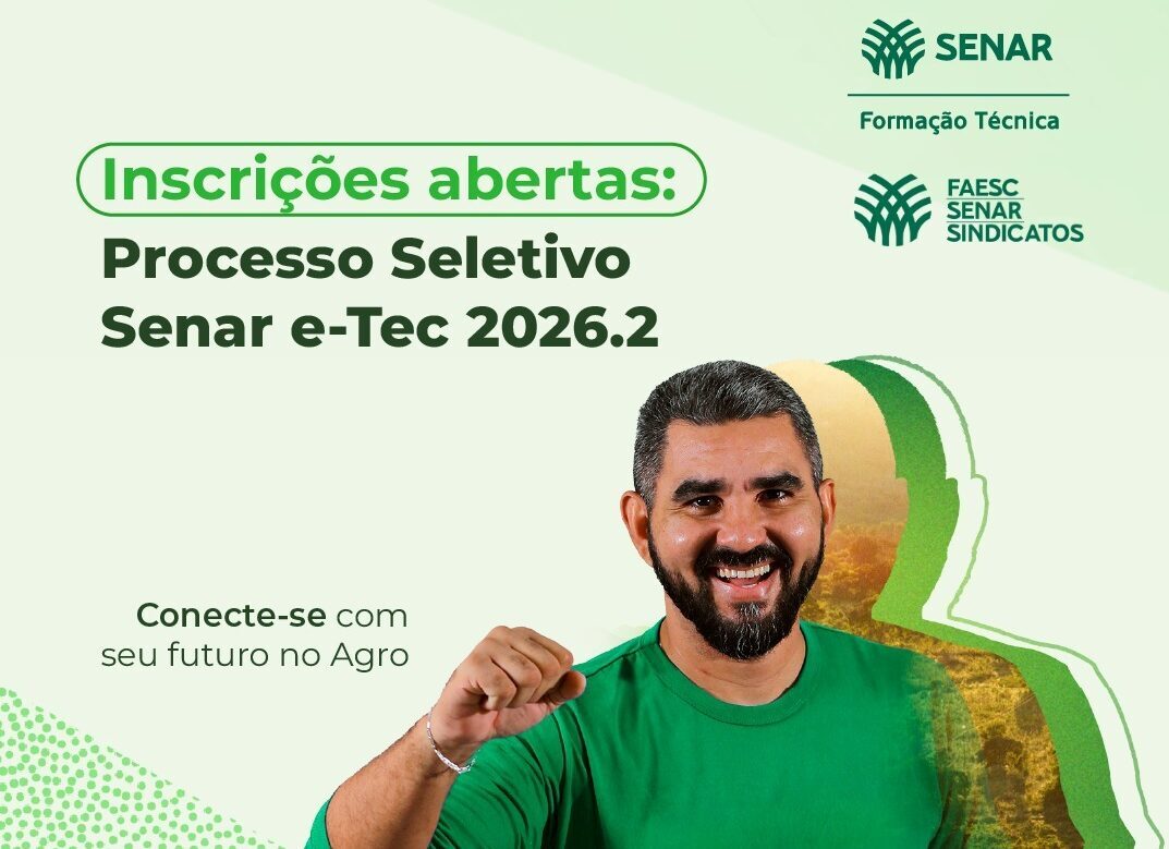 Sistema FAESC/SENAR abre inscrições para cursos técnicos gratuitos da rede E-tec